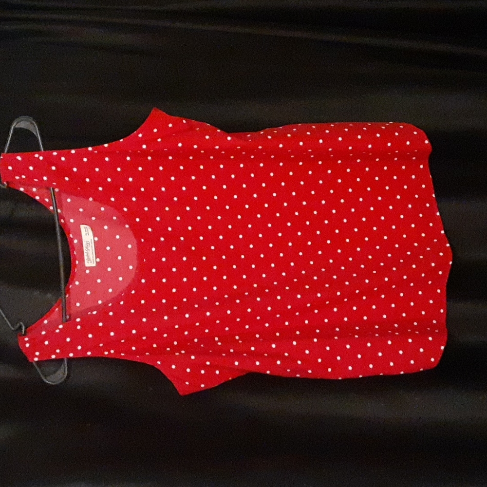 Fade Glory Womens Tank Red with White Polka-dots XL (16-18)